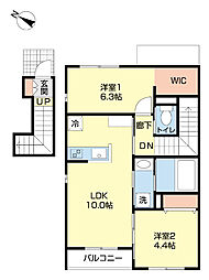 豊橋市松井町字中新切アパート 2LDKの間取図画像