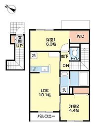豊橋市松井町字中新切アパート 2LDKの間取図画像