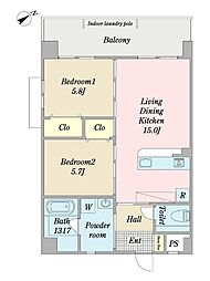 アマテラス新都心 2LDKの間取図画像