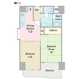 プロシード十条 4階2DKの間取り