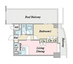 ニューガイアリルーム日暮里No.77 1LDKの間取図画像