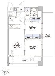 プロシード池上 8階2LDKの間取り