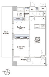 プロシード池上 7階2LDKの間取り