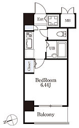 グレイスコート目黒不動前 1Kの間取図画像