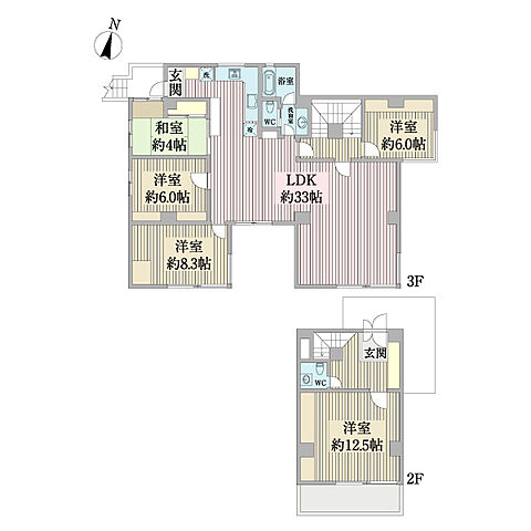 間取り ベルメゾン池田山 2階/-