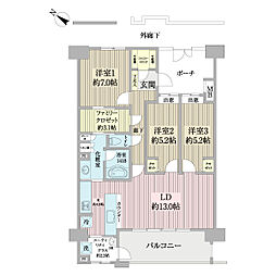 ヒューマンスクエアグランロマーニャ 3LDKの間取図画像