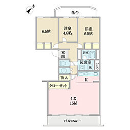 柏ハイム2号棟 3LDKの間取図画像