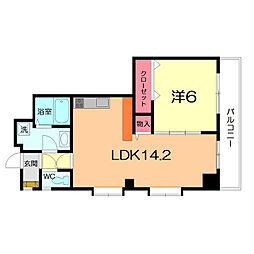 メゾンドミヤハラ 1LDKの間取図画像