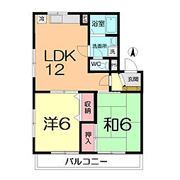 光ハイツ 2LDKの間取図画像