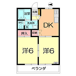 アベニュー宮原 2DKの間取図画像