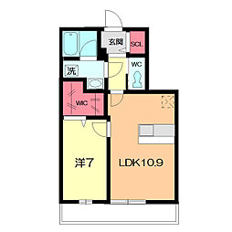 ファミールココット 1LDKの間取図画像