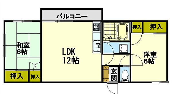 長谷川コーポ 103｜北海道小樽市花園5丁目(賃貸アパート2LDK・1階・50.52㎡)の写真 その2