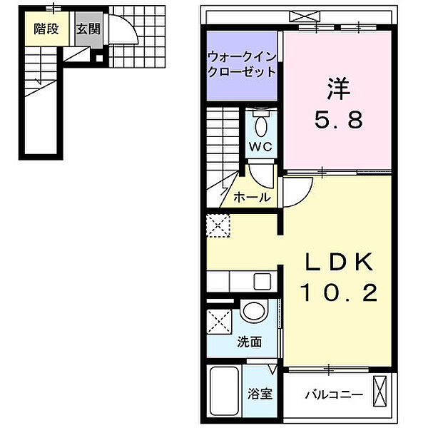 デスパシオレジデンスII 203｜埼玉県北足立郡伊奈町大字小針新宿(賃貸アパート1LDK・2階・43.80㎡)の写真 その2