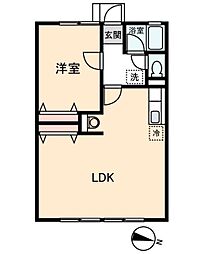 シティハイムコーポ小松原 1LDKの間取図画像