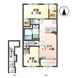 東松山市松葉町 アパート新築工事 2LDKの間取図画像