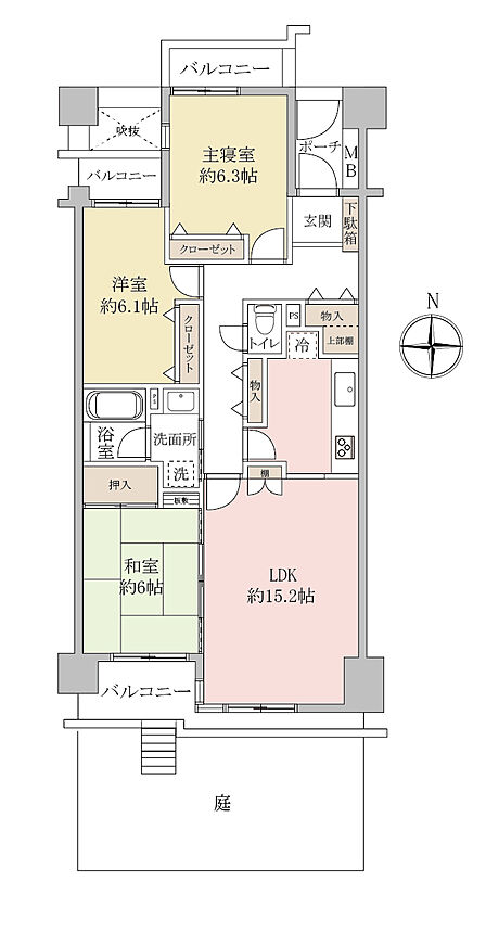 81.06平米の3LDK!2面バルコニーの為、陽当り・通風良好!