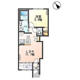 フォレストサイド 1階1LDKの間取り