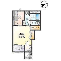 サンハピネス 1Kの間取図画像