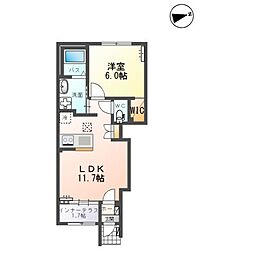 美田園1丁目新築アパート新築工事 1LDKの間取図画像