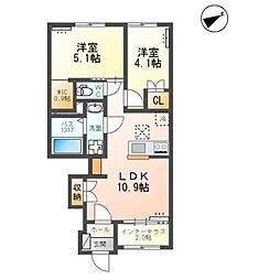 袋原2丁目アパート新築工事 2LDKの間取図画像