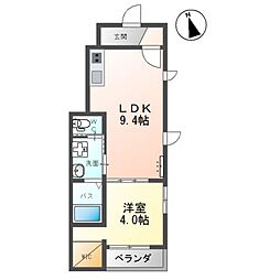 ジェントリー 1階1LDKの間取り