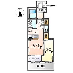 下野市下石橋新築アパート 1LDKの間取図画像