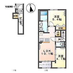 下野市下石橋新築アパート 2LDKの間取図画像