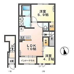 M6M 2LDKの間取図画像