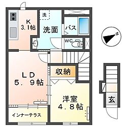 ノワレーヴ 1LDKの間取図画像