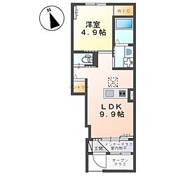 ユーパークウーノ 1階1LDKの間取り