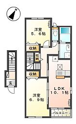 ポップ・メゾン 2LDKの間取図画像