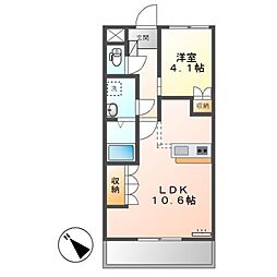 モーツァルト 1LDKの間取図画像