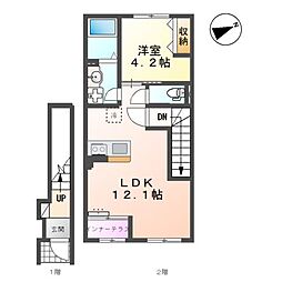 坂戸市薬師町 アパート新築工事 1LDKの間取図画像