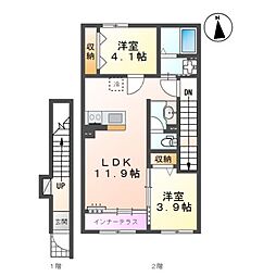 東松山市和泉町 アパート新築工事 2LDKの間取図画像