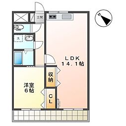 ベルツリー 1LDKの間取図画像