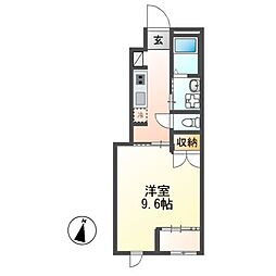 エスポワール 1Kの間取図画像
