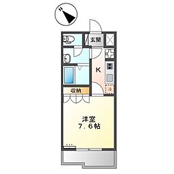エルシオン2 1Kの間取図画像