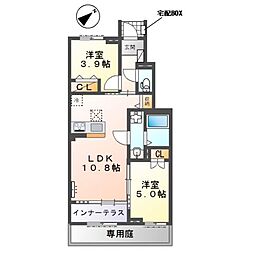 越谷市大字下間久里アパート新築工事(仮) 2LDKの間取図画像
