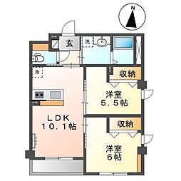 仮称)草加市花栗マンション新築工事 2LDKの間取図画像