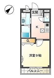 シューティングスター 1Kの間取図画像