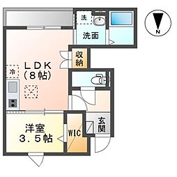 グレイス旭日 1LDKの間取図画像