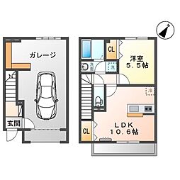 ガレージハウスヒューゴ 1LDKの間取図画像