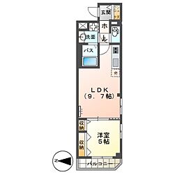 イーストガーデン 3階1LDKの間取り