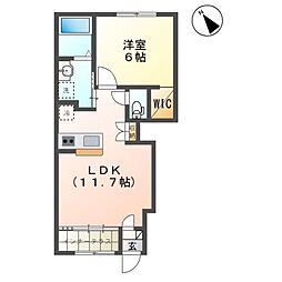 エスペランサ 1階1LDKの間取り