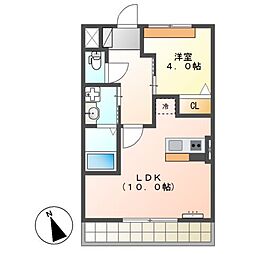 エスポワール幕張 2階1LDKの間取り