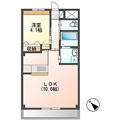 メルヴェールエスト 1LDKの間取図画像