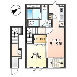 メゾン・ド・ルナ 1LDKの間取図画像