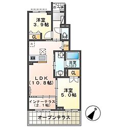 コンチェルト 1階2LDKの間取り