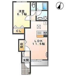 maison 圭 1階1LDKの間取り