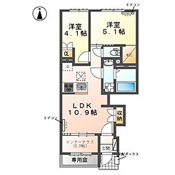流山市東深井新築アパート 2LDKの間取図画像